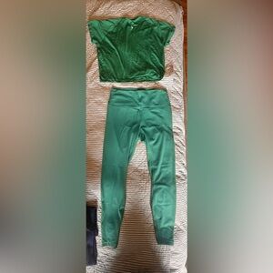 NWOT Lululemon Swiftly Tech Cropped Shirt and Align 28” leggings green